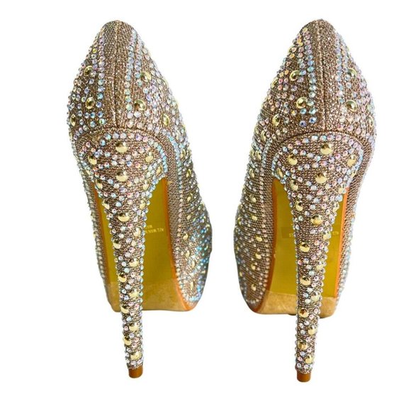 Silver Rhinestone Size 6.5 Thin High Heels Platform Stiletto Party Shoes Lasonia - Picture 8 of 15